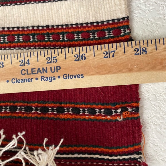 Vintage Boho Bohemian Mexican Wall Tapestry Wool Stripes 39” X 28” - Picture 5 of 7